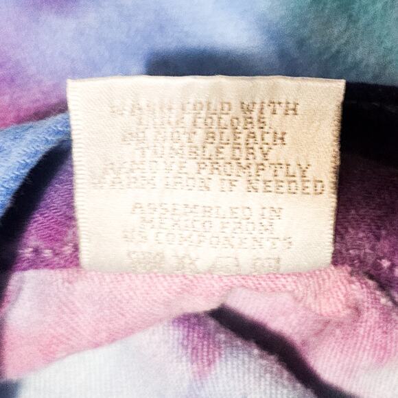 Upcycled custom ice dye spiral Black Orchid raw hem cropped jeans size 27 - Picture 14 of 16